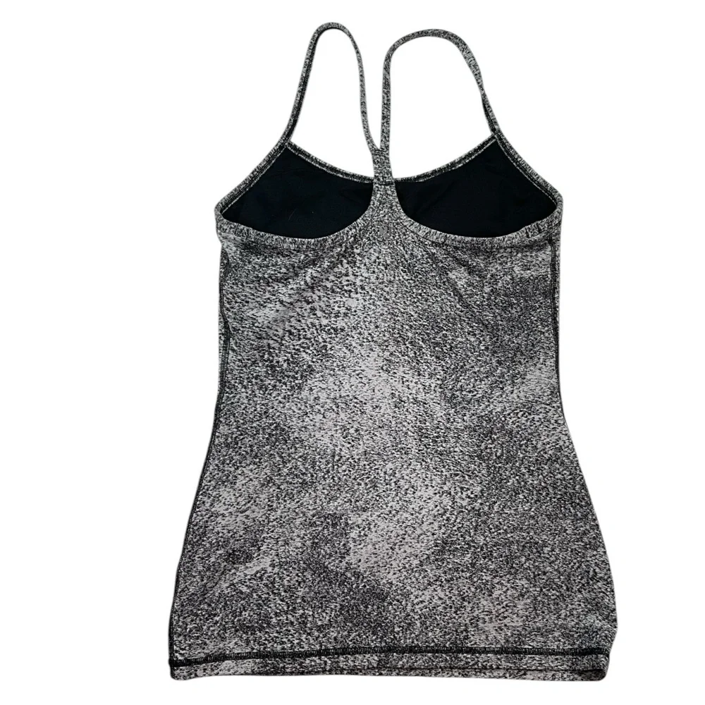 Lululemon‎ Power Y Tank Luon Spray Jacquard White Black Size 6